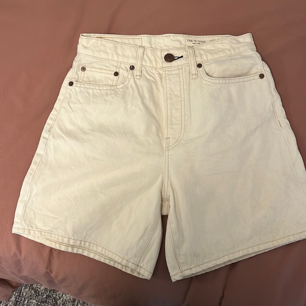 Rag and bone Maya high rise denim shorts white